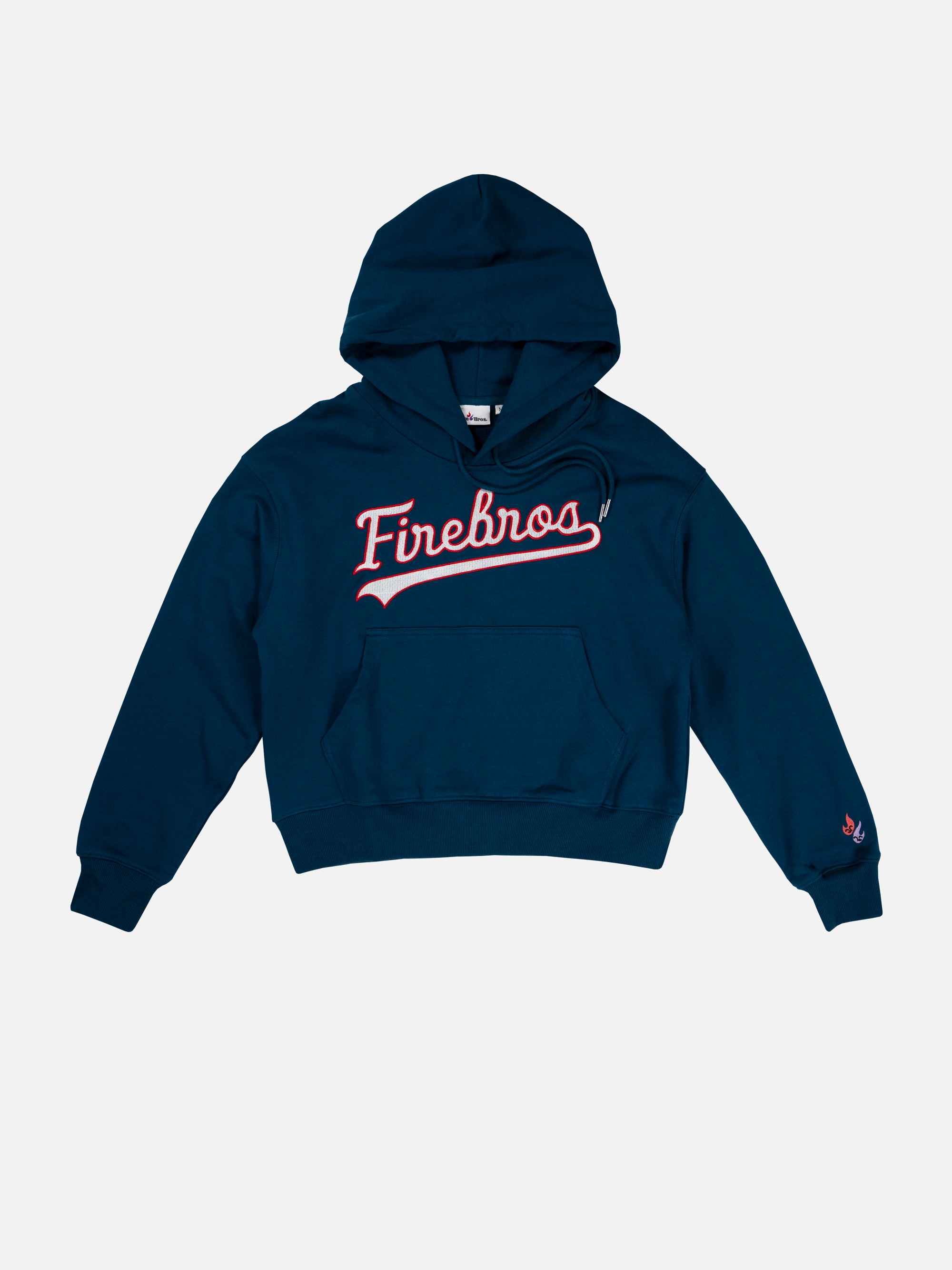 Script Arch Hoodie Navy - Cropped